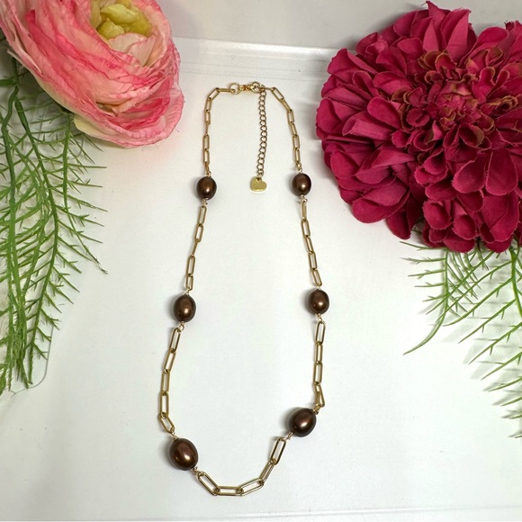 NEW⚜️Chocolate Freshwater Pearl Hand Wired Necklace - Picture 3 of 7